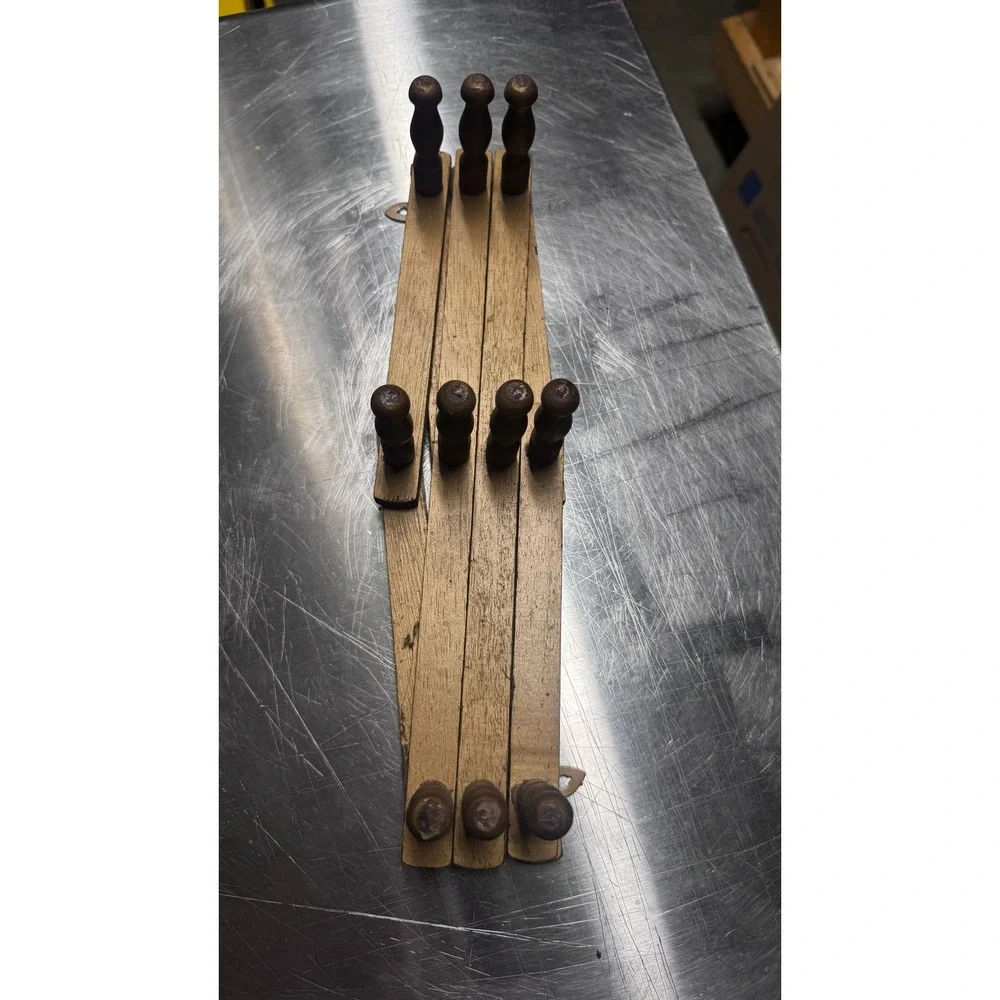 Vtg Wood Accordion Wall Racks Expandable 7 & 10 Peg Hat Coat Hanger Brown Goldy